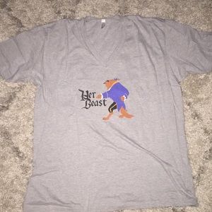 Men’s Disney Beauty and the Beast grey v-neck tee